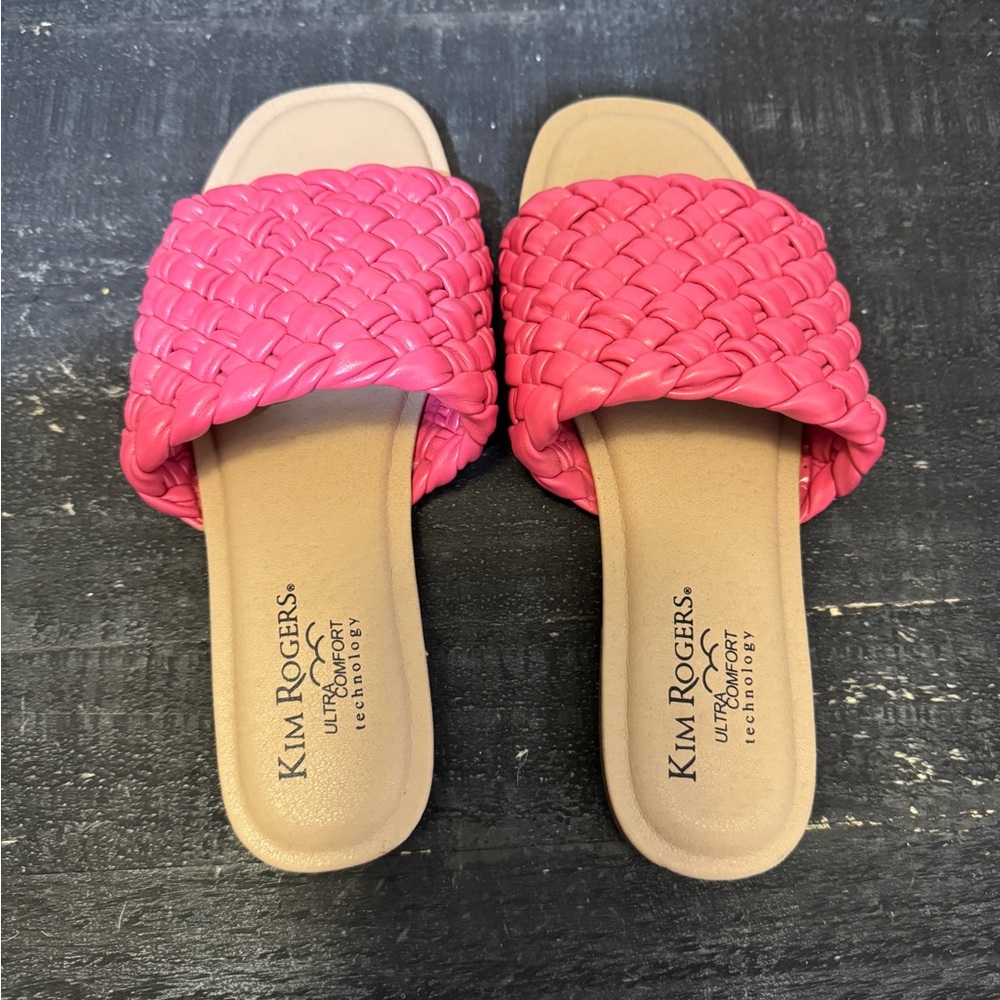 Kim Rogers Fuchsia Woven Slide Sandals